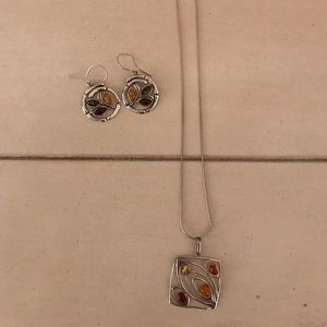 Sterling Silver Necklace and Earring Set
